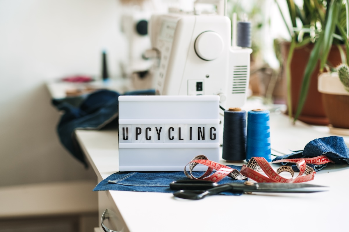 Photo showing sewing materials on a desk