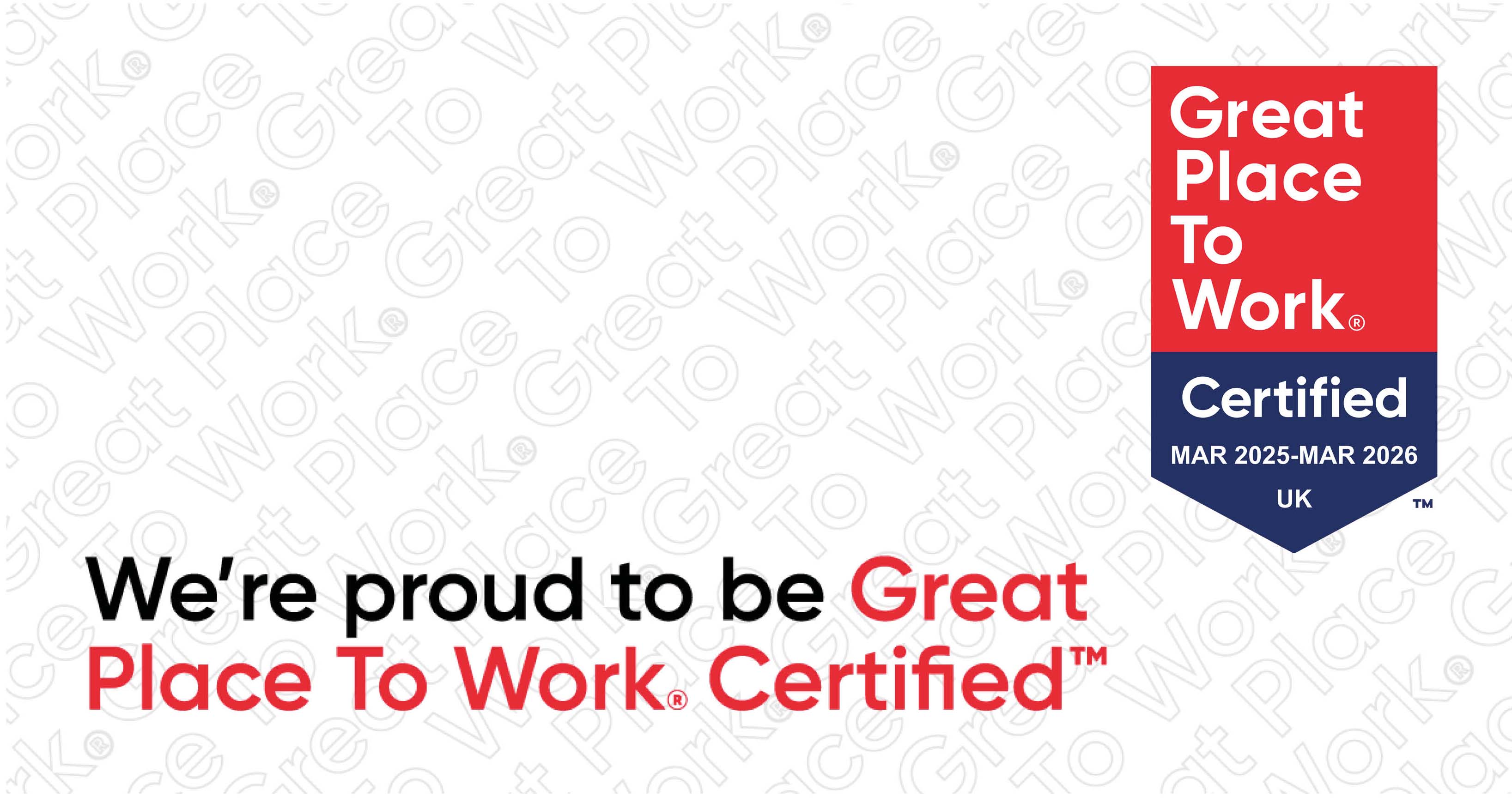 Graphic showing Great Place to Work Logo and text stating that the company is certified