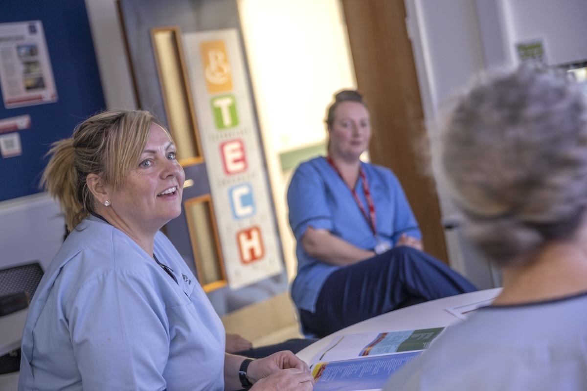 Student nurses sitting classroom