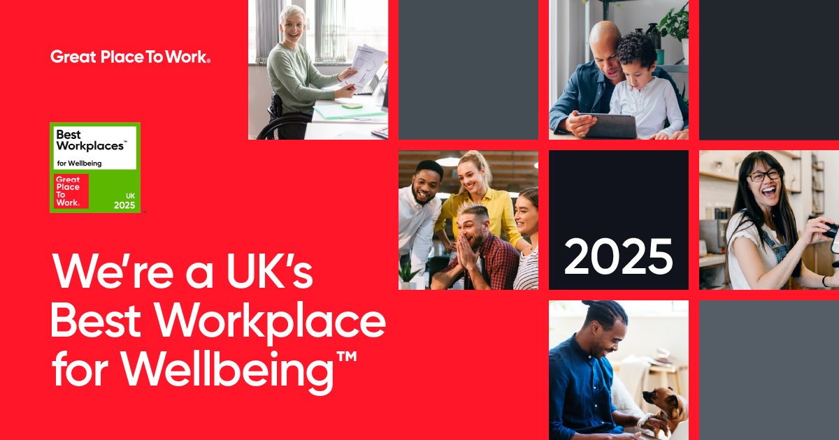 Best Workplaces graphic with text and a generic image showing photos of individuals in a work setting.